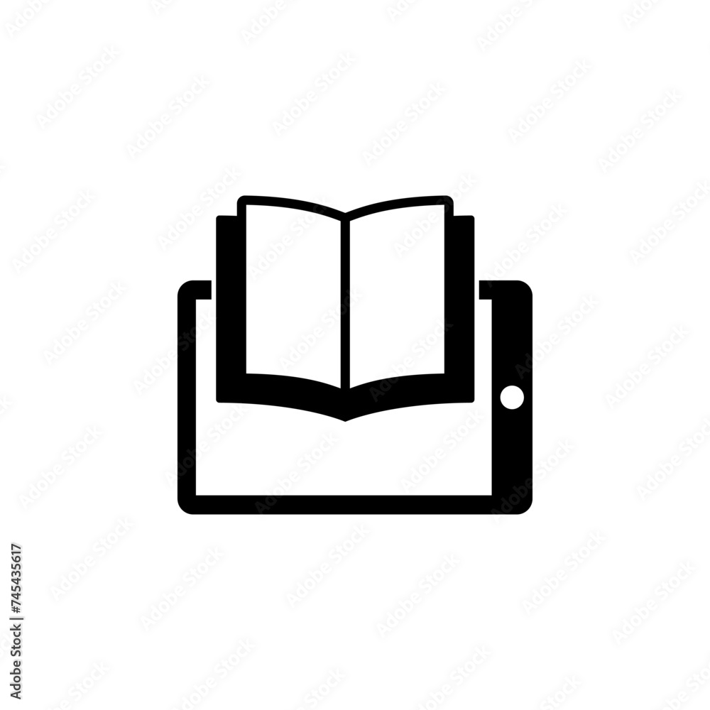 Reading books on PC Tablet Flat Vector Icon Reading books on PC Tablet Flat Vector Icon