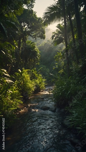 Serene Wilderness  A Stream s Whisper Through the Jungle