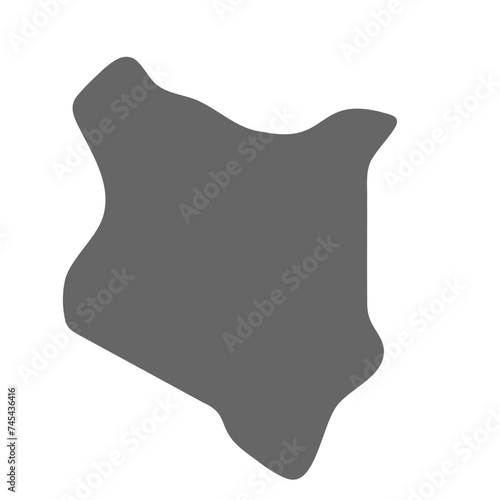 Kenya country simplified map. Grey stylish smooth map. Vector icons isolated on white background.