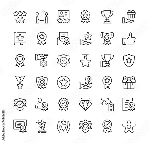 Awards icons set. Vector line icons. Black outline stroke symbols photo