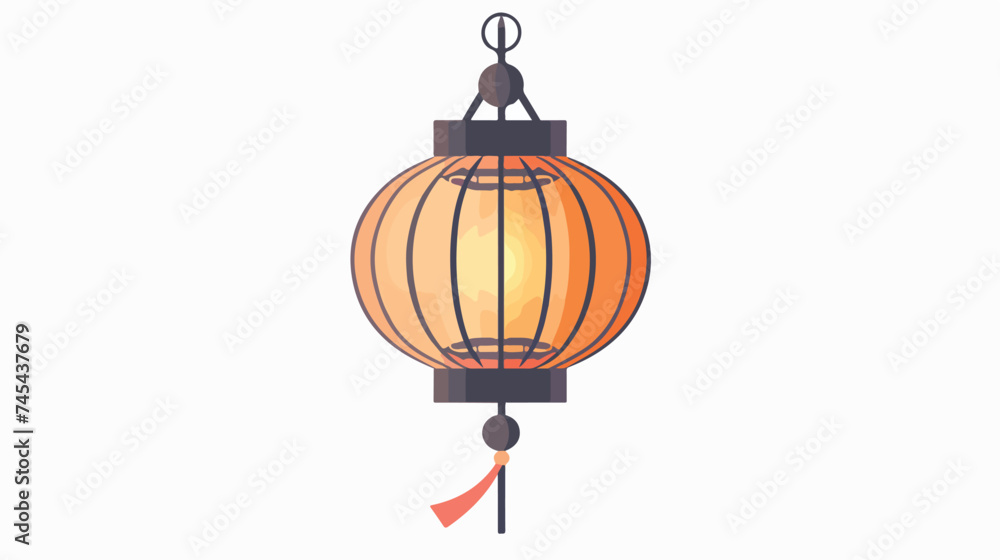 Traditional Chinese Lantern in a Flat Style Icon Isolated