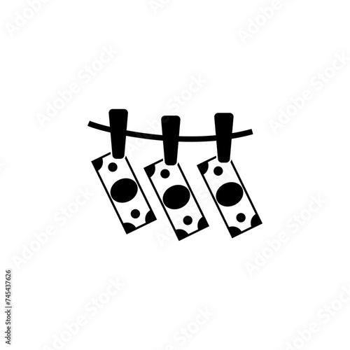 Banknotes Hanging on a Clothesline Flat Vector Icon