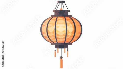 Traditional Chinese Lantern in a Flat Style Icon Isolated