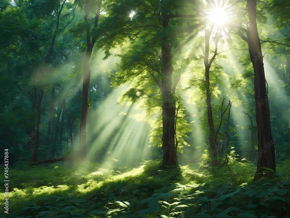 rays of light in forest