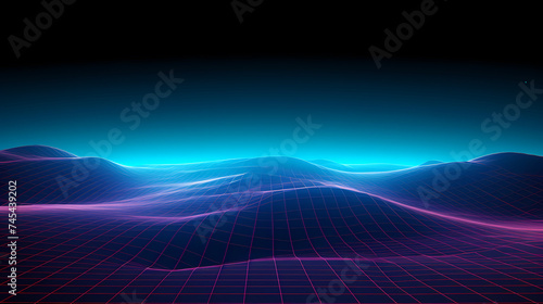 Perspective grid abstract retro background, cyberspace grid