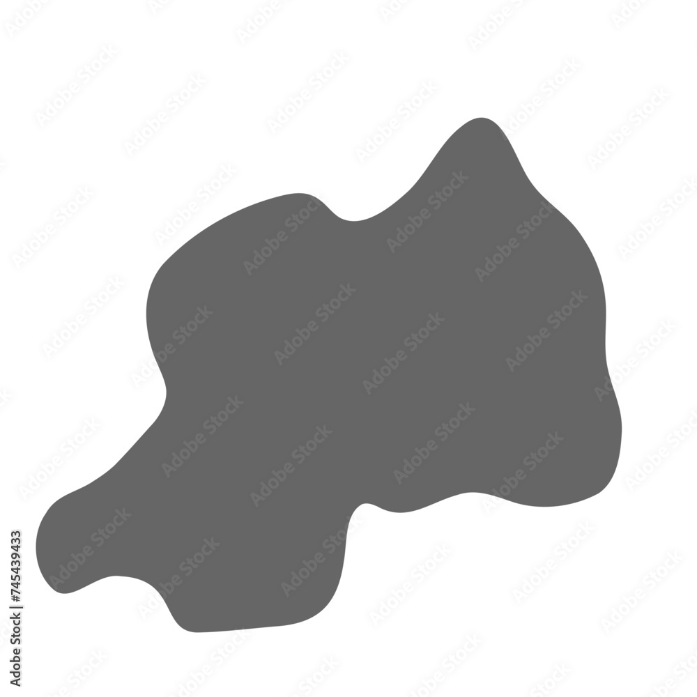 Rwanda country simplified map. Grey stylish smooth map. Vector icons isolated on white background. Rwanda country simplified map. Grey stylish smooth map. Vector icons isolated on white background.