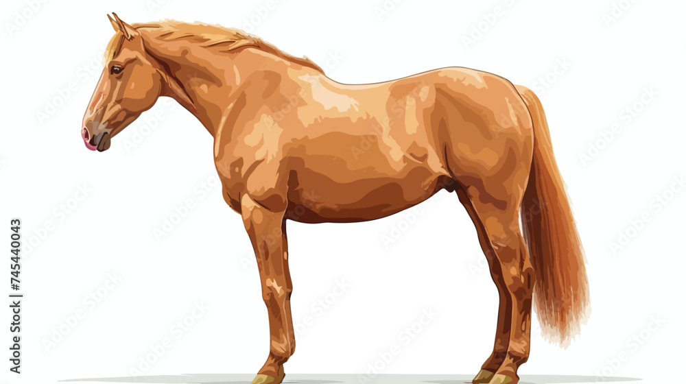 Vector Beautiful Realistic Flaxen Chestnut Horse Isolated - obrazy, fototapety, plakaty 