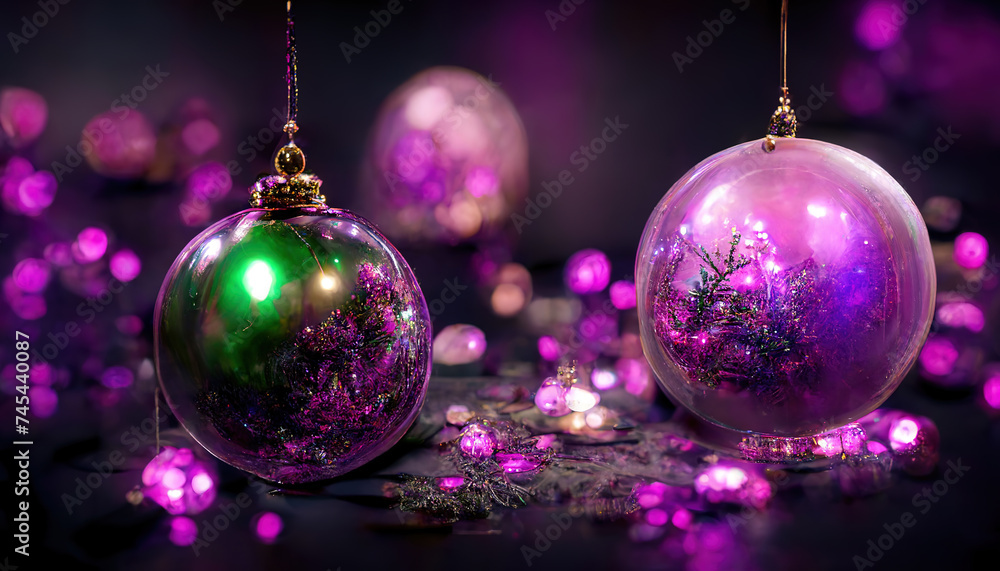 Fototapeta premium Purple Christmas decoration. AI generated.