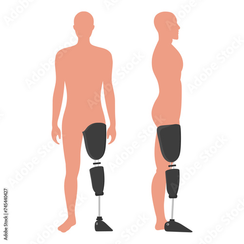 Legs Prosthetic Limb man Prosthesis, artificial legs front and side