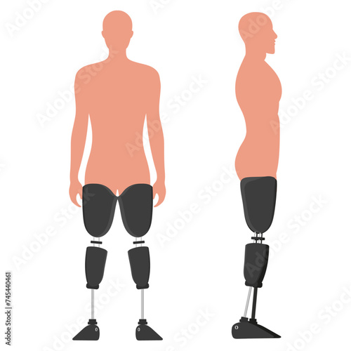 Legs Prosthetic Limb man Prosthesis, artificial legs front and side