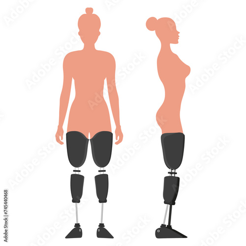 Legs Prosthetic Limb woman Prosthesis, artificial legs front and side