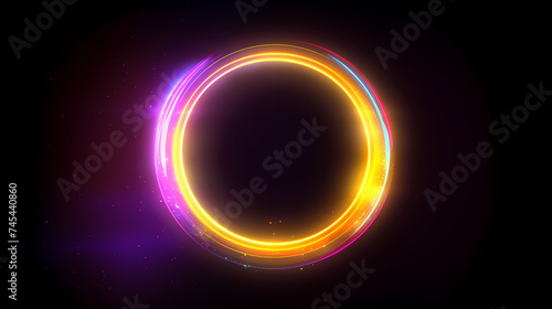 Lighting effect, bright illuminated circles on dark background