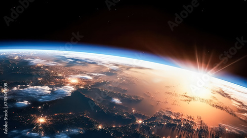Planet Earth adorned with a breathtaking sunset, showcasing the beauty and serenity of our world from space. A mesmerizing sight of nature's wonders.