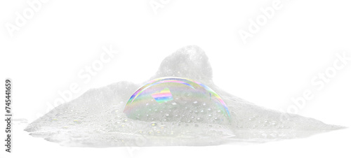 Colorful soap foam, colorful bubbles isolated on white, with clipping path