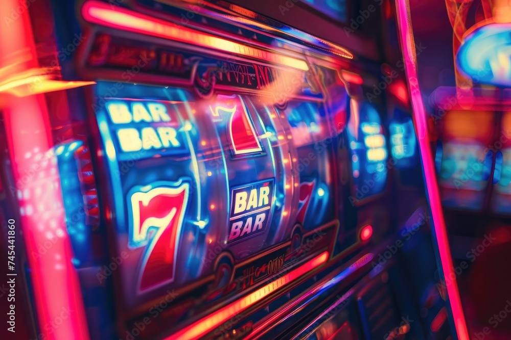 Slot machine in a casino, number's spinning. Slot machine in a casino, number's spinning.
