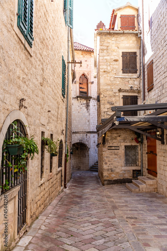 Traditional architecture and street view in old town Kotor, Montenegro © EnginKorkmaz