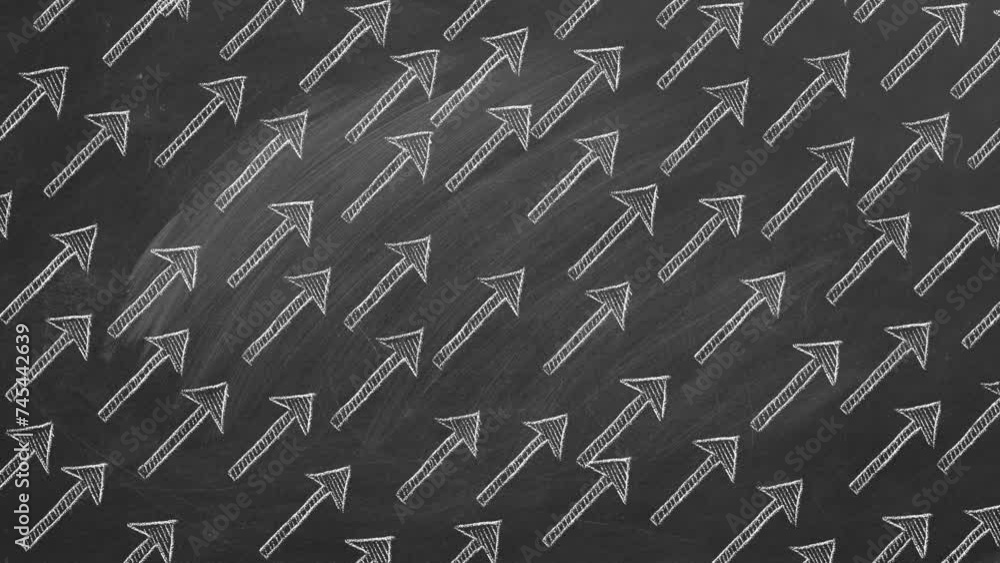 Many arrows flow in same direction with word ORDER. Chalk illustration. Many arrows flow in same direction with word ORDER. Chalk illustration.