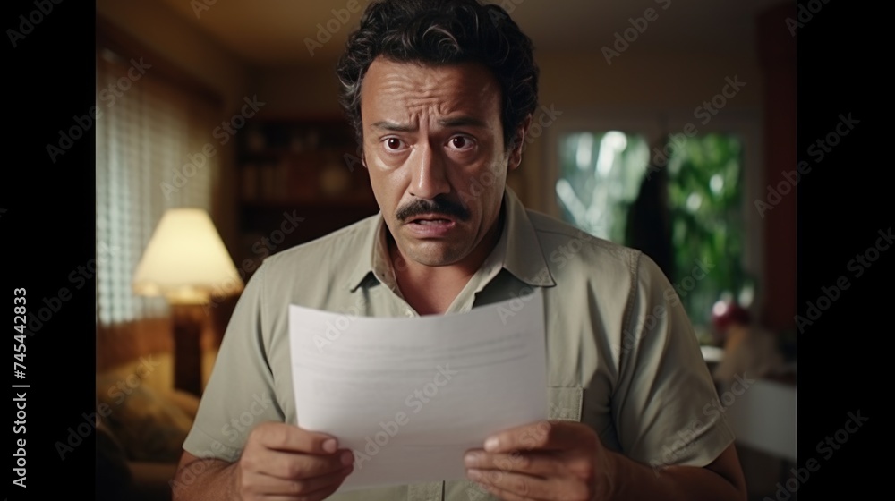 Man is holding a receipt in his hand Man is holding a receipt in his hand
