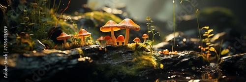 Capturing the mesmerizing beauty of a mushroom-filled clearing in the enchanting forest