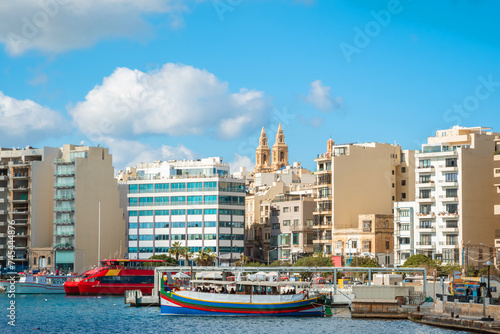 Beautiful cityscape and coast in Sliema, Malta