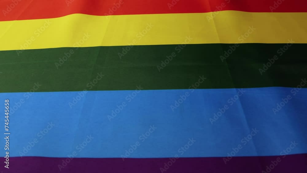 Tracking slider shot of LGBTQ rainbow gay pride flag Tracking slider shot of LGBTQ rainbow gay pride flag