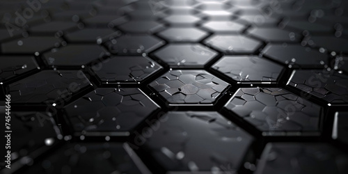 Hexagon Pattern in Black with Futuristic Texture and Geometric Design