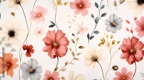 Painting watercolor floral background illustration floral nature  colorful and vibrant