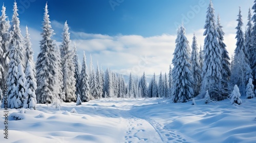 Landscape fir forest in winter