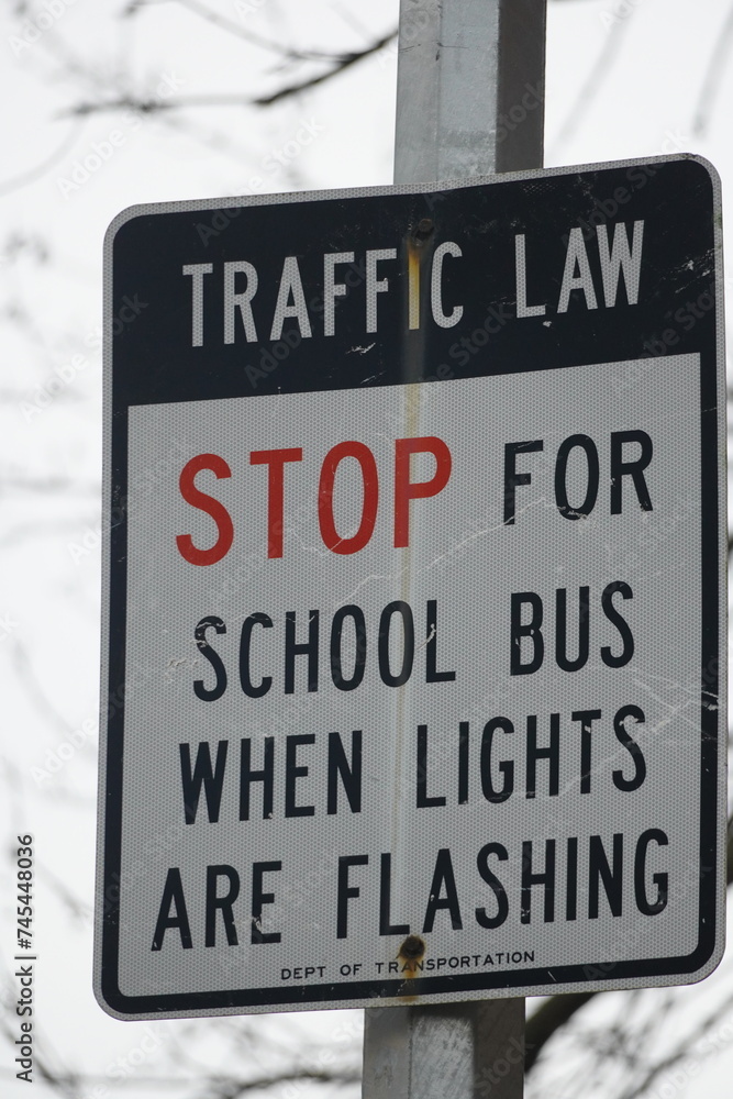 stop for school bus sign