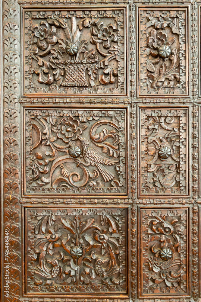 Carved wood hand craft cabinet