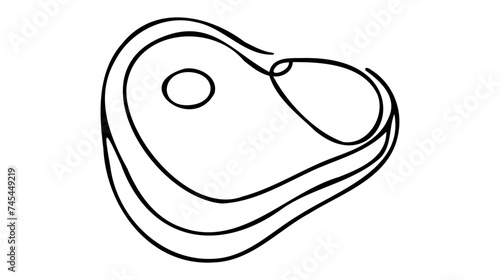 Steak continuous line drawing. One line art of veal, pork, beef, veal, meat on the bone