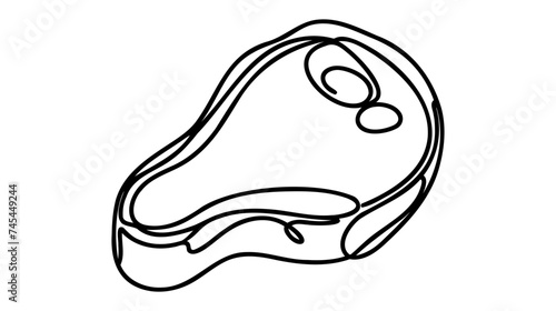 Steak continuous line drawing. One line art of veal, pork, beef, veal, meat on the bone