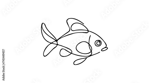 Fish in continuous line art drawing style. Minimalist black linear sketch on white background. Vector illustration
