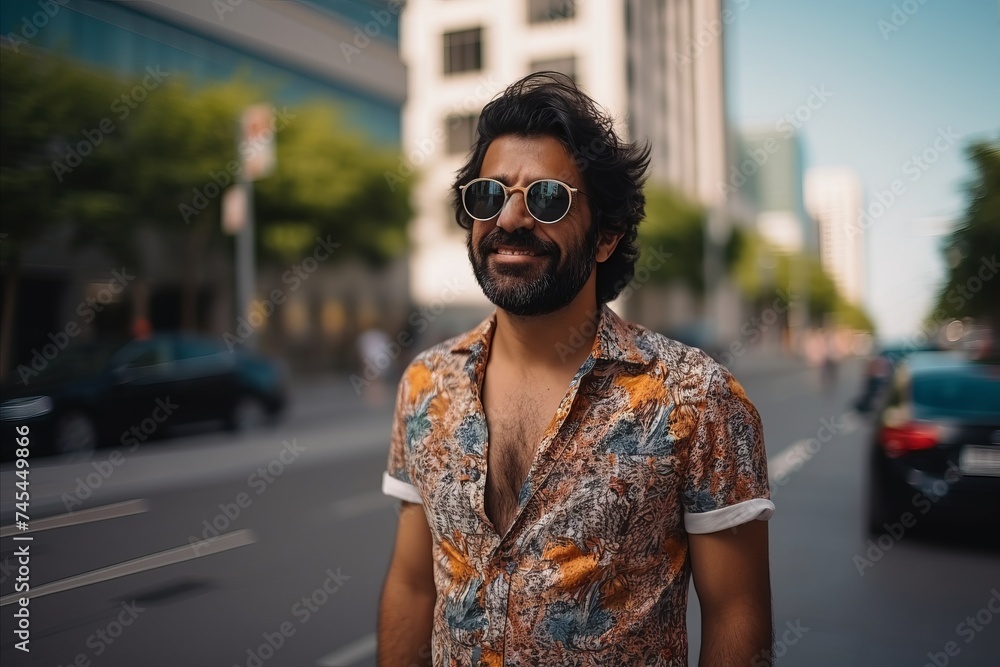 Portrait of a young handsome Indian man wearing sunglasses in the city Portrait of a young handsome Indian man wearing sunglasses in the city