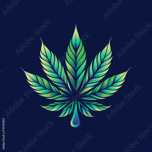Marijuana Cannabis Leaf Symbol Logo Illustration, Generative AI