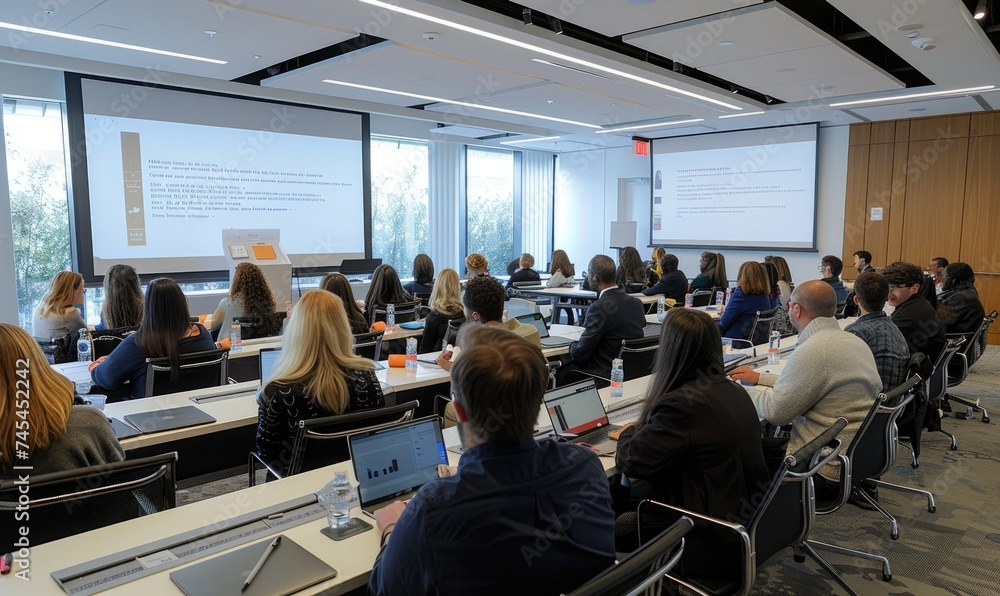Business persons during a training course in a conference room Business persons during a training course in a conference room