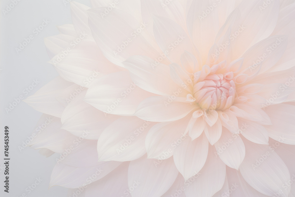 Obraz premium A tightly cropped view of a large, pristine white flower showcasing its delicate petals, intricate details, and vibrant colors