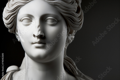 a statue of a woman with beautifully sculpted features reflecting masterful classical art