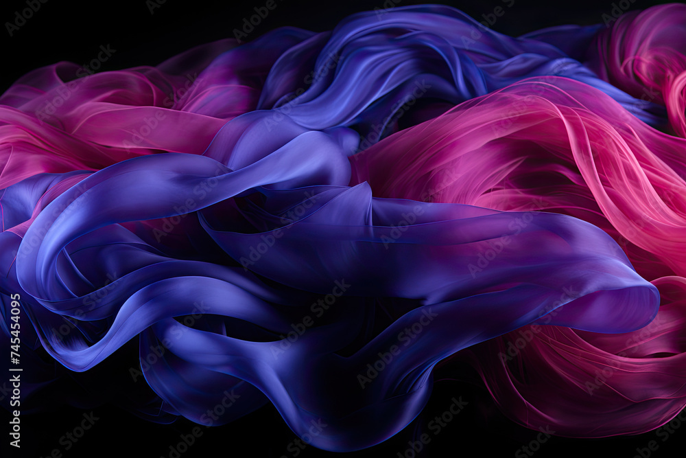 Obraz premium A close-up view of a mesmerizing blend of pink and blue substances swirling together in a magical and captivating dance of colors
