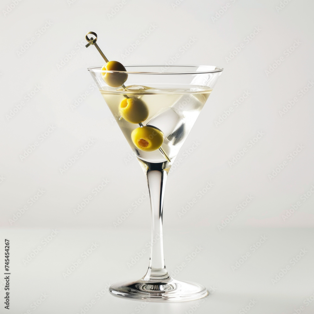 martini with olives  isolated