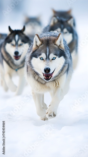 Huskies in Motion: A Dynamic Display of Power, Grace, and Teamwork Across a Wilderness of White