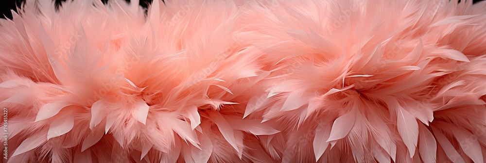 Close-up of delicate pink feathers against a dramatic black background, creating a visually stunning and textural contrast Close-up of delicate pink feathers against a dramatic black background, creating a visually stunning and textural contrast