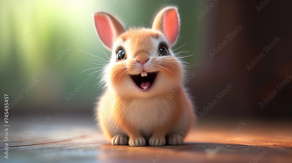 Obraz premium Adorable cute happy bunny. Created with Generative AI. 