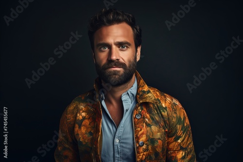 Portrait of a handsome man in a stylish jacket. Men's beauty, fashion.