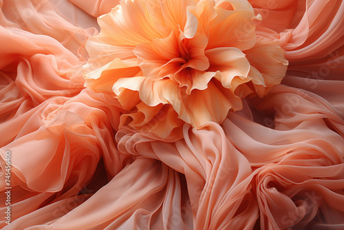 A strikingly large orange flower elegantly placed on top of a soft and inviting bed