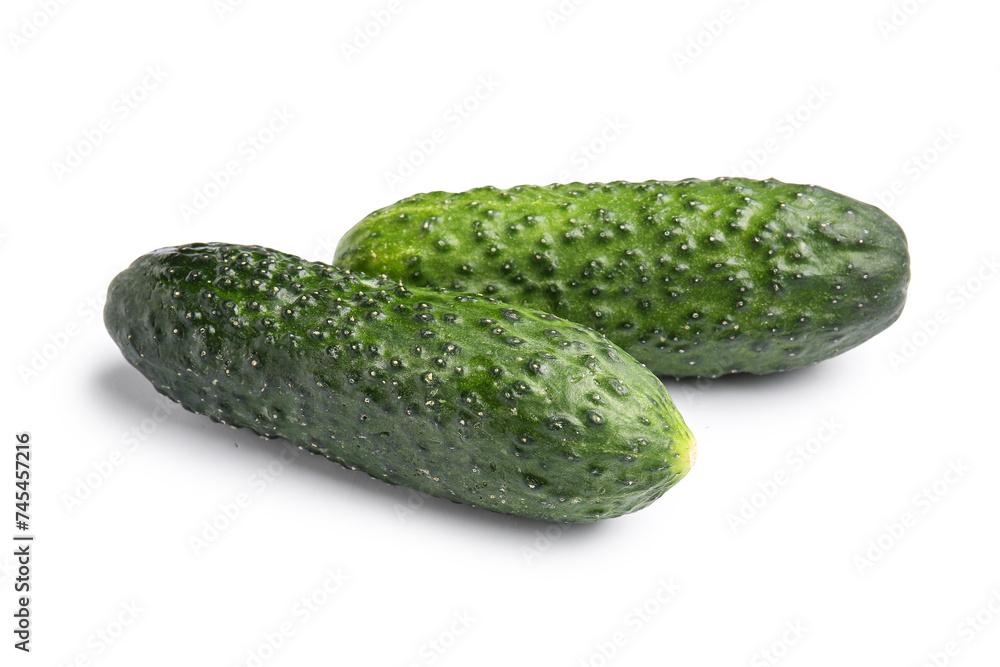 Fresh cucumbers isolated on white background Fresh cucumbers isolated on white background