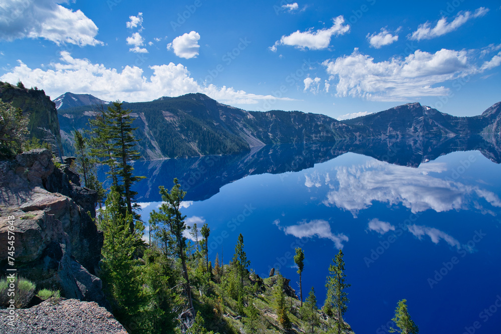 Lake reflecting mountains and sky