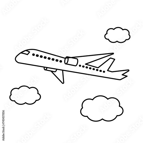 空飛ぶシンプルな飛行機のイラスト