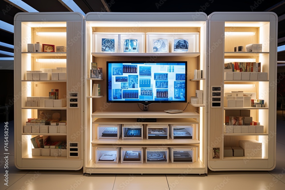 Augmented Reality Entertainment Centers Shelving Units | Organized AR Storage Solutions