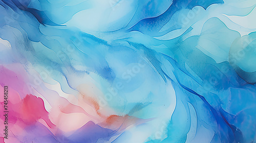 Abstract Blue Background: Watercolor Oil Painting Colorful Pattern Grunge Texture Wall Art. Dynamic Design Concept Artwork, Digital Art, Wallpaper